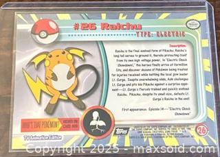 MaxSold Auction: 1999 Topps TV Raichu Pokémon Collectible Trading Card  - Newmarket (Ontario, Canada) PARTNER MANAGED Reseller Online Auction - Walter Avenue
