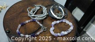 MaxSold Auction: Lot of 4 Amethyst, Leather and Metal Bracelets - Windsor (Ontario, Canada) SELLER MANAGED Moving Online Auction - Hickory Road