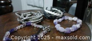 MaxSold Auction: Lot of 4 Amethyst, Leather and Metal Bracelets - Windsor (Ontario, Canada) SELLER MANAGED Moving Online Auction - Hickory Road