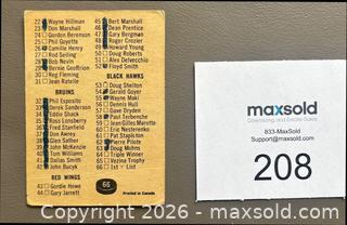 MaxSold Auction: 1967-68 O.P.C. Hockey 1st Series Checklist Card - Ottawa (Ontario, Canada) SELLER MANAGED Downsizing Online Auction - Sandy Forest Place