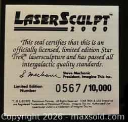 MaxSold Auction: 1992 Limited Edition 3-D Laser Sculpted Star Trek USS Enterprise Numbered # 567/10,000  w COA - Ottawa (Ontario, Canada) SELLER MANAGED Downsizing Online Auction - Sandy Forest Place