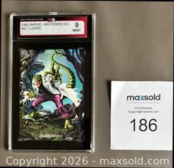 MaxSold Auction: 1992 Marvel Masterpieces Lizard Card Graded KSA 9 MINT - Ottawa (Ontario, Canada) SELLER MANAGED Downsizing Online Auction - Sandy Forest Place