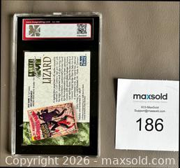 MaxSold Auction: 1992 Marvel Masterpieces Lizard Card Graded KSA 9 MINT - Ottawa (Ontario, Canada) SELLER MANAGED Downsizing Online Auction - Sandy Forest Place