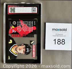 MaxSold Auction: 1995-96 Pinnacle Mario Lemieux "Clear Shots" Card Graded KSA 4.5 VGE+ - Ottawa (Ontario, Canada) SELLER MANAGED Downsizing Online Auction - Sandy Forest Place