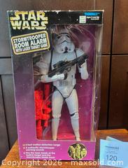 MaxSold Auction: 1997 Large Star Wars Stormtrooper Room Alarm Figure w / Laser Target Game in Original Package - Ottawa (Ontario, Canada) SELLER MANAGED Downsizing Online Auction - Sandy Forest Place
