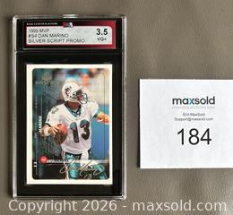 MaxSold Auction: 1999 Upper Deck MVP Dan Marino Silver Script Promo Card Graded KSA 3.5 VG+ - Ottawa (Ontario, Canada) SELLER MANAGED Downsizing Online Auction - Sandy Forest Place