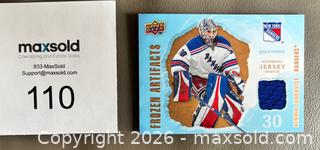 MaxSold Auction: 2008-09 Upper Deck  Henrik Lundqvist "Frozen Artifacts" Game Worn Jersey Swatch Card w / COA - Ottawa (Ontario, Canada) SELLER MANAGED Downsizing Online Auction - Sandy Forest Place