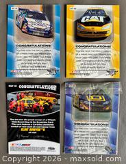MaxSold Auction:  Lot of 4 NASCAR Race Worn Numbered Patch Cards w Race Used Tire  - Ottawa (Ontario, Canada) SELLER MANAGED Downsizing Online Auction - Sandy Forest Place