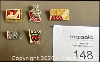MaxSold Auction: Lot of 5 Vintage Russian Hockey Pins  - Ottawa (Ontario, Canada) SELLER MANAGED Downsizing Online Auction - Sandy Forest Place