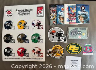 MaxSold Auction: Lot of CFL Stickers, Pocket Schedules, Decals +  - Ottawa (Ontario, Canada) SELLER MANAGED Downsizing Online Auction - Sandy Forest Place