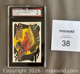 MaxSold Auction: 1980 Topps Weird Wheels Sticker Graded KSA 7 NEAR MINT - Ottawa (Ontario, Canada) SELLER MANAGED Downsizing Online Auction - Sandy Forest Place