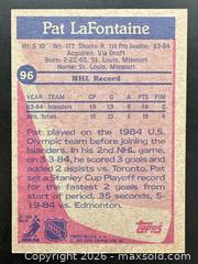 MaxSold Auction: 1984-85 Topps Hockey  # 96 Pat Lafontaine Rookie Card - Ottawa (Ontario, Canada) SELLER MANAGED Downsizing Online Auction - Sandy Forest Place