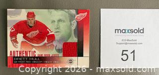 MaxSold Auction: 2002 Pacific Atomic Brett Hull Game Worn Jersey Swatch Card  - Ottawa (Ontario, Canada) SELLER MANAGED Downsizing Online Auction - Sandy Forest Place
