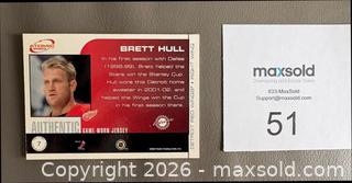 MaxSold Auction: 2002 Pacific Atomic Brett Hull Game Worn Jersey Swatch Card  - Ottawa (Ontario, Canada) SELLER MANAGED Downsizing Online Auction - Sandy Forest Place