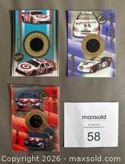 MaxSold Auction: Lot of 3 NASCAR Race Used Tire Numbered Patch Cards - Ottawa (Ontario, Canada) SELLER MANAGED Downsizing Online Auction - Sandy Forest Place