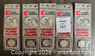 MaxSold Auction: Lot of 5 Sealed 1983-84 Calgary Flames Dollars w / Lanny McDonald - Ottawa (Ontario, Canada) SELLER MANAGED Downsizing Online Auction - Sandy Forest Place