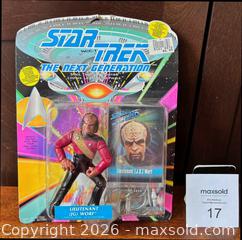 MaxSold Auction: Numbered 1993 Playmates STNG "Lieutenant (JG)  Worf" Figure in Original Sealed Package - Ottawa (Ontario, Canada) SELLER MANAGED Downsizing Online Auction - Sandy Forest Place