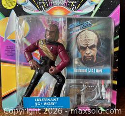 MaxSold Auction: Numbered 1993 Playmates STNG "Lieutenant (JG)  Worf" Figure in Original Sealed Package - Ottawa (Ontario, Canada) SELLER MANAGED Downsizing Online Auction - Sandy Forest Place