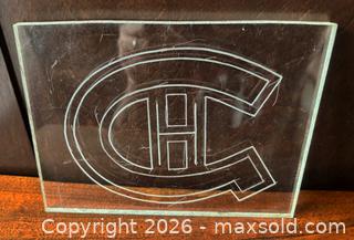 MaxSold Auction: Vintage Montreal Canadiens Logo Etched on Acrylic Square  - Ottawa (Ontario, Canada) SELLER MANAGED Downsizing Online Auction - Sandy Forest Place