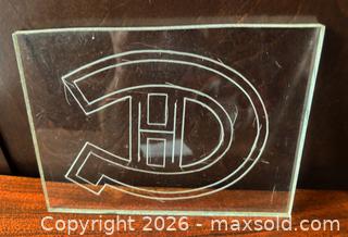 MaxSold Auction: Vintage Montreal Canadiens Logo Etched on Acrylic Square  - Ottawa (Ontario, Canada) SELLER MANAGED Downsizing Online Auction - Sandy Forest Place