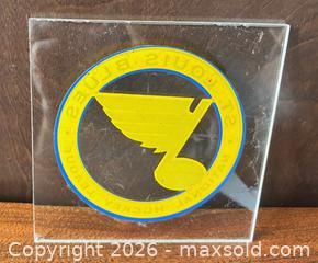 MaxSold Auction: Vintage St. Louis Blues Logo Sticker on Acrylic Square  - Ottawa (Ontario, Canada) SELLER MANAGED Downsizing Online Auction - Sandy Forest Place