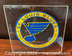 MaxSold Auction: Vintage St. Louis Blues Logo Sticker on Acrylic Square  - Ottawa (Ontario, Canada) SELLER MANAGED Downsizing Online Auction - Sandy Forest Place