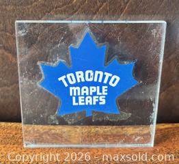 MaxSold Auction: Vintage Toronto Maple Leafs Logo Sticker on Acrylic Square  - Ottawa (Ontario, Canada) SELLER MANAGED Downsizing Online Auction - Sandy Forest Place