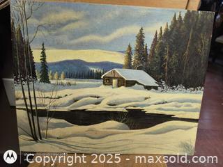 MaxSold Auction: Original oil on Board Cabin in Winter - Kingston (Ontario, Canada) SELLER MANAGED Downsizing Online Auction - Railway Street