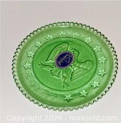 MaxSold Auction: 5 ea Imperial Glass Co. Green Pressed Glass Plate – Liberty with an Eagle & Star Border - Newport (Pennsylvania, USA) SELLER MANAGED Downsizing Online Auction - North 5th Street