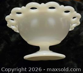 MaxSold Auction: Anchor Hocking White Milk Glass "Old Colony" pattern Scalloped Lace-Edge Compote (Small) - Newport (Pennsylvania, USA) SELLER MANAGED Downsizing Online Auction - North 5th Street