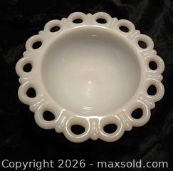 MaxSold Auction: Anchor Hocking White Milk Glass "Old Colony" pattern Scalloped Lace-Edge Compote (Small) - Newport (Pennsylvania, USA) SELLER MANAGED Downsizing Online Auction - North 5th Street