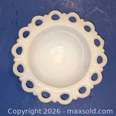 MaxSold Auction: Anchor Hocking White Milk Glass "Old Colony" pattern Scalloped Lace-Edge Compote (Small) - Newport (Pennsylvania, USA) SELLER MANAGED Downsizing Online Auction - North 5th Street