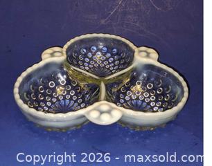 MaxSold Auction: Anchor Hocking White Moonstone Opalescent Three-Compartment Relish Dish - Newport (Pennsylvania, USA) SELLER MANAGED Downsizing Online Auction - North 5th Street