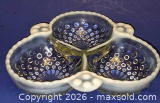 MaxSold Auction: Anchor Hocking White Moonstone Opalescent Three-Compartment Relish Dish - Newport (Pennsylvania, USA) SELLER MANAGED Downsizing Online Auction - North 5th Street