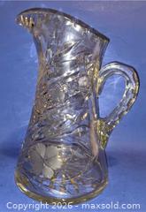 MaxSold Auction: Clear Crystal American Brilliant Pitcher with Cut & Etched Floral Pattern, 10.5 in - Newport (Pennsylvania, USA) SELLER MANAGED Downsizing Online Auction - North 5th Street