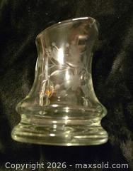 MaxSold Auction: Clear Krosno Etched Columbine Flower Glass Creamer Pitcher (Small) - Newport (Pennsylvania, USA) SELLER MANAGED Downsizing Online Auction - North 5th Street