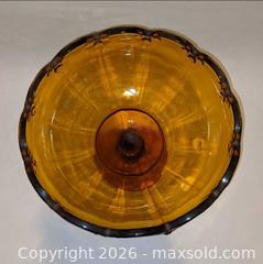 MaxSold Auction: Indiana Glass Amber Beaded Scalloped Rim Compote (Large) - Newport (Pennsylvania, USA) SELLER MANAGED Downsizing Online Auction - North 5th Street