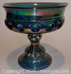 MaxSold Auction: Indiana Glass Vintage Iridescent Blue Glass Compote, Kings Crown Thumbprint - Newport (Pennsylvania, USA) SELLER MANAGED Downsizing Online Auction - North 5th Street