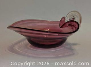 MaxSold Auction: Pilgrim Glass, Cranberry Heart shaped, Hand-Blown, Nappy Bowl Mid Century modern - Newport (Pennsylvania, USA) SELLER MANAGED Downsizing Online Auction - North 5th Street