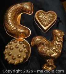 MaxSold Auction: Set of 4 Copper Molds: Fish, Heart, Rooster, Round Studded - Newport (Pennsylvania, USA) SELLER MANAGED Downsizing Online Auction - North 5th Street