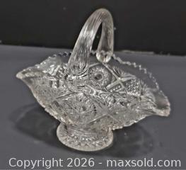 MaxSold Auction: Small Clear Pressed Glass Decorative Basket, Starburst Pattern - Newport (Pennsylvania, USA) SELLER MANAGED Downsizing Online Auction - North 5th Street