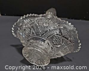 MaxSold Auction: Small Clear Pressed Glass Decorative Basket, Starburst Pattern - Newport (Pennsylvania, USA) SELLER MANAGED Downsizing Online Auction - North 5th Street