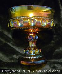 MaxSold Auction: Vintage Amber Carnival Glass Compote by Indiana Glass - Crown Pattern - Newport (Pennsylvania, USA) SELLER MANAGED Downsizing Online Auction - North 5th Street