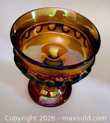 MaxSold Auction: Vintage Amber Carnival Glass Compote by Indiana Glass - Crown Pattern - Newport (Pennsylvania, USA) SELLER MANAGED Downsizing Online Auction - North 5th Street