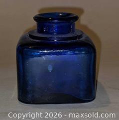 MaxSold Auction: Vintage Cobalt Blue Glass Ink Bottle / Inkwell (Small, Machined) - Newport (Pennsylvania, USA) SELLER MANAGED Downsizing Online Auction - North 5th Street
