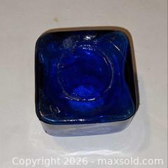 MaxSold Auction: Vintage Cobalt Blue Glass Ink Bottle / Inkwell (Small, Machined) - Newport (Pennsylvania, USA) SELLER MANAGED Downsizing Online Auction - North 5th Street