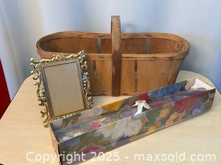MaxSold Auction: Vintage Wood Basket, Ornate Gold Frame & Ambrosia Drawer Liner  - London (Ontario, Canada) PARTNER MANAGED Downsizing Online Auction - Trillium Cresent
