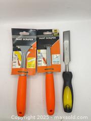 MaxSold Auction: 25mm Handheld Chisel & 2 Grip Well Special Alloy Steel Blade Paint Scrapers - Norfolk (Ontario, Canada) SELLER MANAGED Commercial Liquidation Online Auction - Robinson Street
