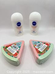 MaxSold Auction: 2 Pieces Nivea Anti-Perspirant 2 Pieces Beloved Watermelon Mint Mojito Bath Bombs - Norfolk (Ontario, Canada) SELLER MANAGED Commercial Liquidation Online Auction - Robinson Street