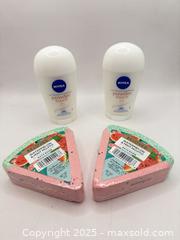 MaxSold Auction: 2 Pieces Nivea Anti-Perspirant 2 Pieces Beloved Watermelon Mint Mojito Bath Bombs - Norfolk (Ontario, Canada) SELLER MANAGED Commercial Liquidation Online Auction - Robinson Street